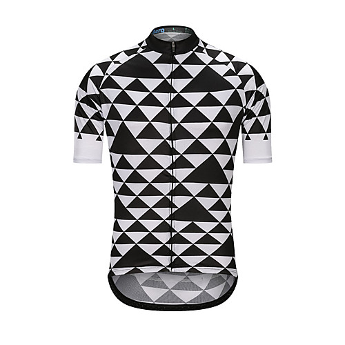 

Men's Short Sleeve Cycling Jersey Black / White Bike Jersey Top Sports Clothing Apparel / High Elasticity