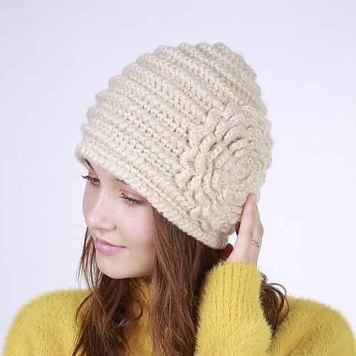 

Women's Active Basic Cute Acrylic Floppy Hat-Floral Solid Colored Fall Winter Yellow Orange Blue