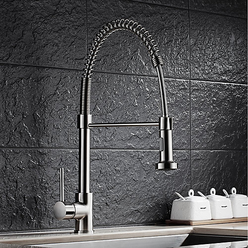 

Kitchen faucet - Single Handle One Hole Nickel Brushed Pull-out / ­Pull-down Vessel