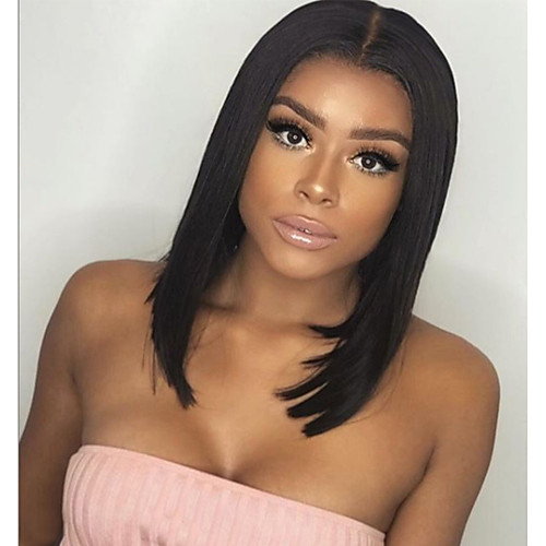 

Synthetic Lace Front Wig Straight Short Bob with Baby Hair Lace Front Wig Short Natural Black #1B Synthetic Hair 12 inch Women's Party Women Black