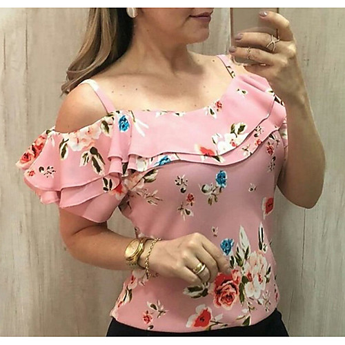 

2020 Hot Sale Tanks & Camisoles Women's Plus Size Tank Top - Floral Débardeur Femme Strap Pink XXXL