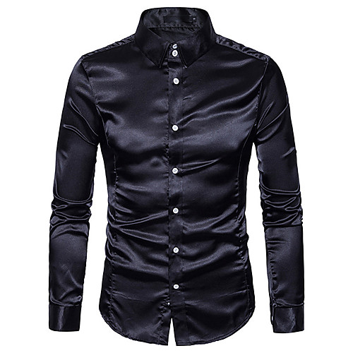 

Men's Shirt Solid Colored Long Sleeve Daily Tops Basic White Black Blue