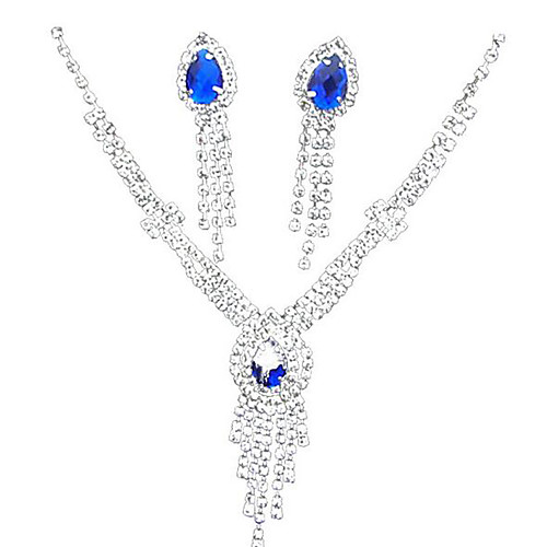 

Sapphire Crystal Citrine Jewelry Set Pendant Necklace Tassel Pear Cut Ladies Tassel Party Fashion Cubic Zirconia Silver Plated Earrings Jewelry Yellow / Blue For Party Special Occasion Anniversary