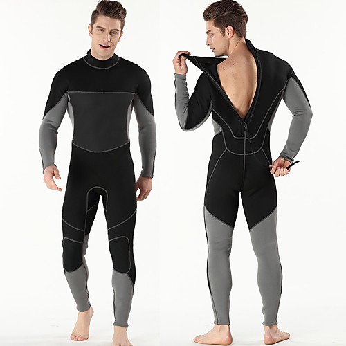 

Men's Full Wetsuit 3mm SCR Neoprene Diving Suit Windproof Anatomic Design Stretchy Long Sleeve Back Zip Solid Colored Autumn / Fall Spring Summer / Winter