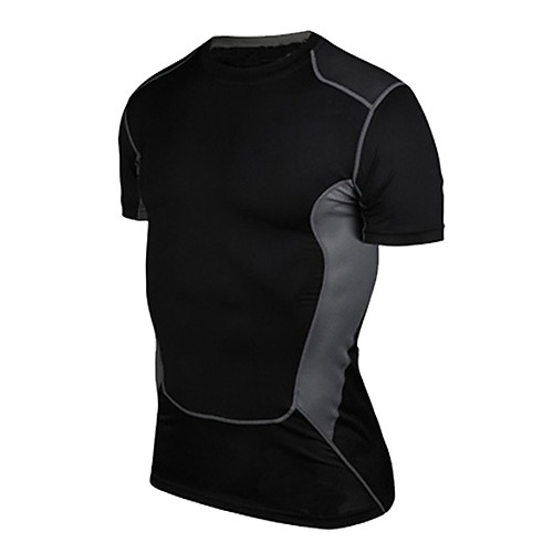 

Men's Compression Shirt Short Sleeve Compression Base layer T Shirt Top Plus Size Lightweight Breathable Quick Dry Soft Sweat-wicking GrayWhite Black / White Grey Cotton Lycra Winter Road Bike