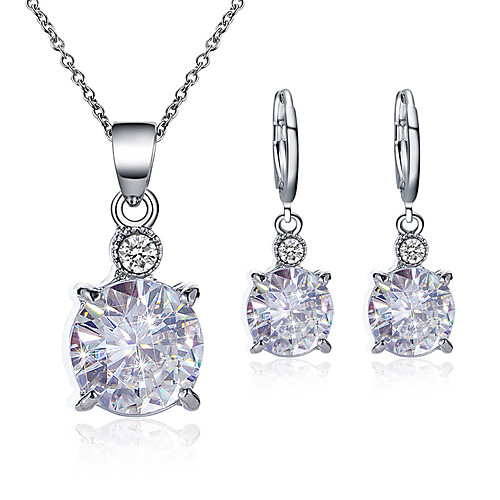 

Women's Cubic Zirconia Drop Earrings Pendant Necklace Simple Classic Vintage Imitation Diamond Earrings Jewelry White For Party Prom Birthday Festival 3pcs / pack