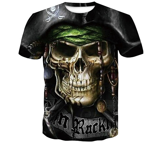 

Men's Plus Size Graphic Skull T-shirt Round Neck Black