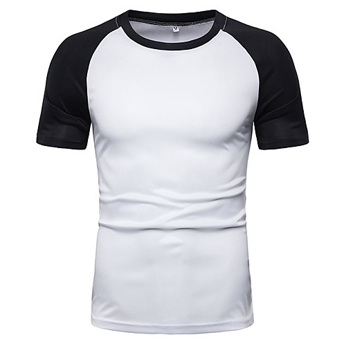 

Men's T shirt Solid Colored Color Block Tops Black Blue Red