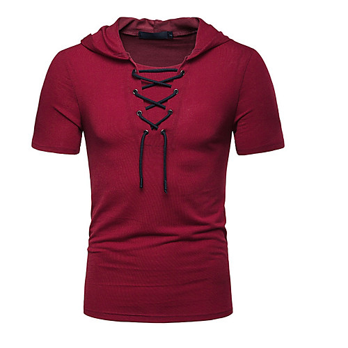 

Men's T shirt Graphic Solid Colored Tops White Black Wine