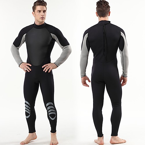 

Men's Full Wetsuit 3mm SBR Neoprene Diving Suit Windproof Anatomic Design Stretchy Long Sleeve Back Zip Solid Colored Autumn / Fall Spring Summer / Winter