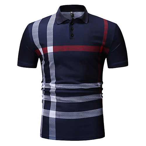 

Men's Striped Solid Colored Polo - Cotton Basic Elegant Daily Going out Shirt Collar Black / Red / Short Sleeve