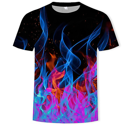 

Men's 3D Graphic Print T-shirt Basic Street chic Casual / Daily Plus Size Round Neck Black / Short Sleeve