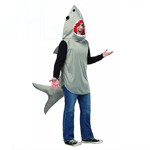

Shark Cosplay Costume Adults' Men's Outfits Halloween Halloween Masquerade Festival / Holiday Polyster Beige Men's Easy Carnival Costumes Patchwork / Hoodie / Hoodie