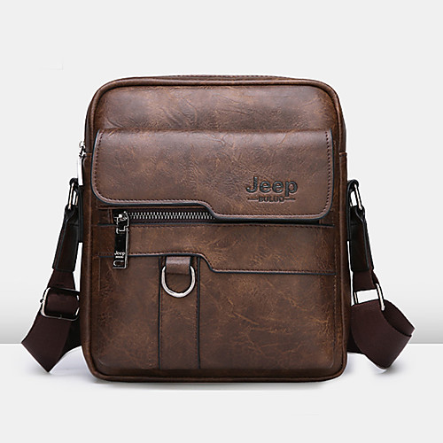 

Men's Zipper PU Briefcase Solid Color Black / Dark Brown / Orange