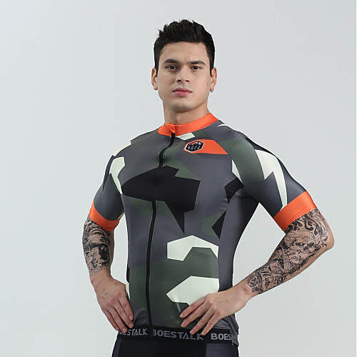 

BOESTALK Men's Short Sleeve Cycling Jersey Camouflage Black Black / White Camo / Camouflage Bike Shirt Jersey Compression Clothing Mountain Bike MTB Road Bike Cycling Moisture Wicking Sports Clothing
