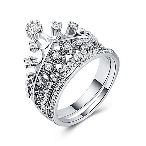 

Women's Statement Ring Ring Micro Pave Ring Cubic Zirconia 1pc Rose Gold White Gold Copper Gold Plated Rose Gold Plated Geometric Statement Stylish Luxury Wedding Party Jewelry Hollow Out Crown Cool