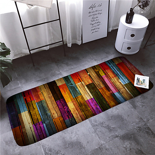 

1pc Modern Bath Mats Coral Velve Stripes 5mm Bathroom Non-Slip / Easy to clean