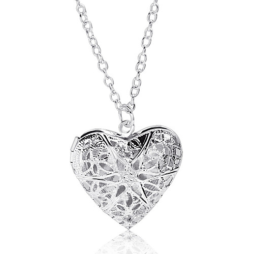 

Women's Lockets Necklace Heart Korean Fashion Chrome Silver 44 cm Necklace Jewelry 1pc For Daily Going out Birthday
