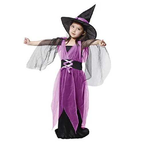 

Witch Dress Cosplay Costume Hat Kid's Girls' Vacation Dress Halloween Halloween Carnival Masquerade Festival / Holiday Tulle Cotton RedBlack / Black / Orange / Black Easy Carnival Costumes Patchwork