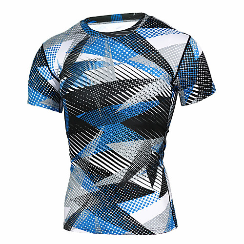 

Men's Compression Shirt Short Sleeve Compression Base layer T Shirt Top Plus Size Lightweight Breathable Quick Dry Soft Sweat-wicking Black / White Blue / White Camouflage Winter Road Bike Mountain