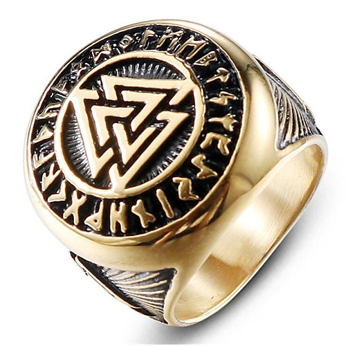 

Men's Ring Signet Ring 1pc Gold Silver Titanium Steel Round Fashion Military scottish Gift Daily Jewelry Retro Engraved High School Rings Class Magic Cool