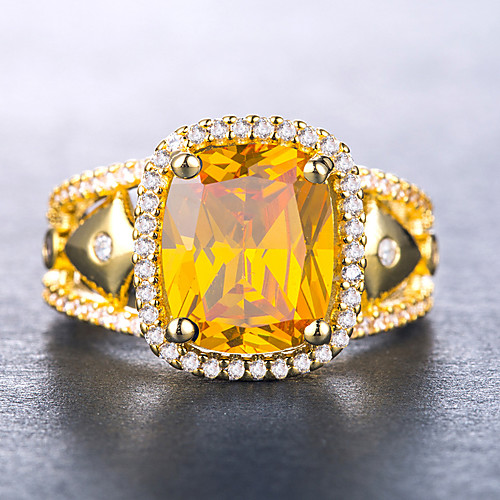 

Women Ring Cubic Zirconia Hollow Out Purple Yellow Blue 18K Gold Plated Copper Love Stylish Luxury Aristocrat Lolita 1pc 6 7 8 9 10 / Women's / Citrine
