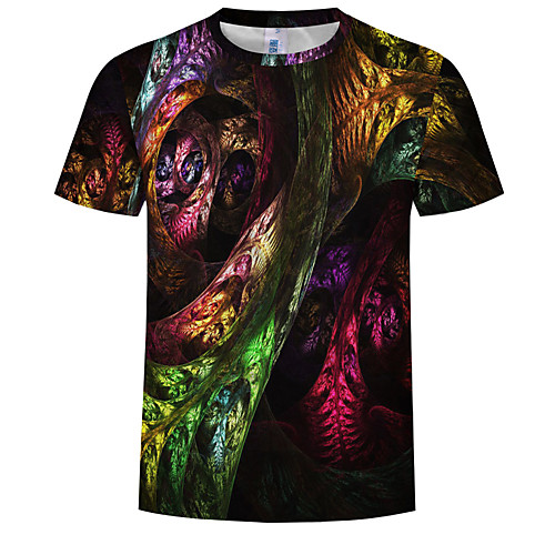 

Men's Plus Size Color Block T-shirt Daily Wear Round Neck Rainbow / Short Sleeve