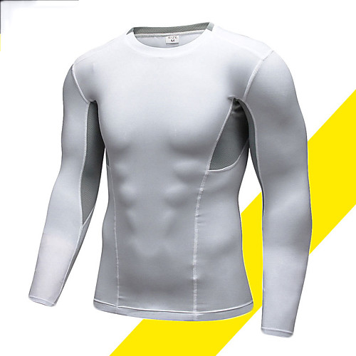 

Men's Compression Shirt Long Sleeve Compression Base layer T Shirt Top Plus Size Lightweight Breathable Quick Dry Soft Sweat-wicking Black White Fleece Lycra Winter Road Bike Mountain Bike MTB Running