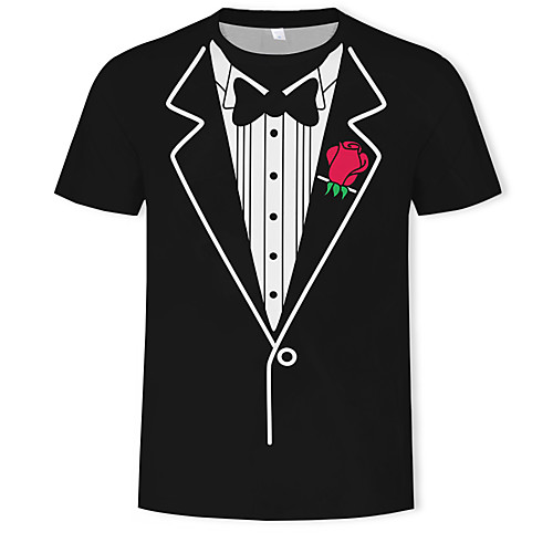 

Men's Graphic Simulation Print T-shirt - Cotton Round Neck Black