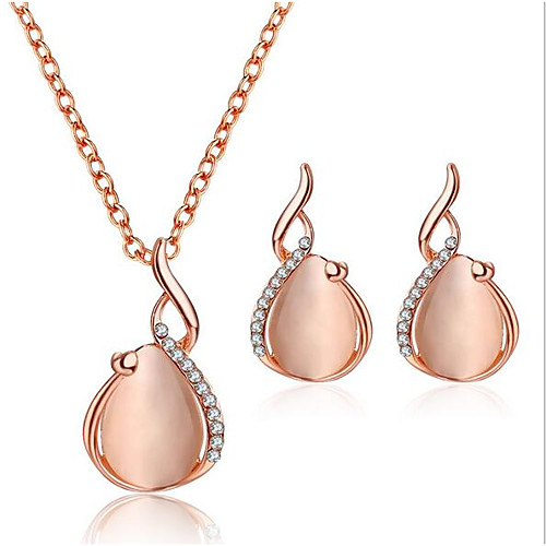 

Women's Drop Earrings Pendant Necklace 3D Pear Stylish Unique Design Rhinestone Earrings Jewelry Pink For Daily Evening Party 1 set