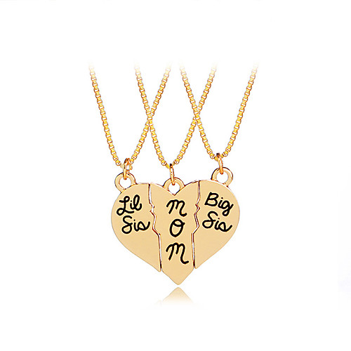 

Women's Pendant Necklace Monogram Broken Heart Heart Letter Unique Design Sweet Fashion Modern Chrome Gold Silver 455 cm Necklace Jewelry 3pcs For Gift Daily Festival