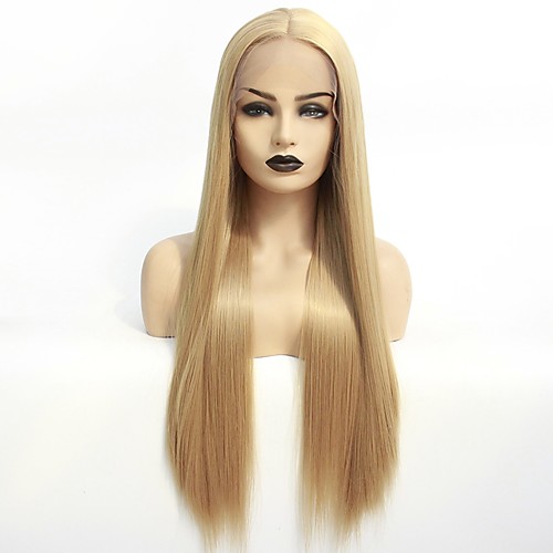 

Synthetic Lace Front Wig Straight Kardashian Middle Part Lace Front Wig Blonde Long Strawberry Blonde Synthetic Hair 22-26 inch Women's Heat Resistant Women Hot Sale Blonde / Glueless