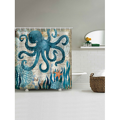 

Bathroom Shower Curtains with Hooks Octopus Pattern 3D Print Polyester Waterproof Shower Curtain