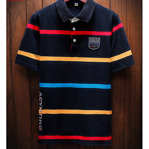 

Men's Plus Size Striped Slim Polo White / Blue