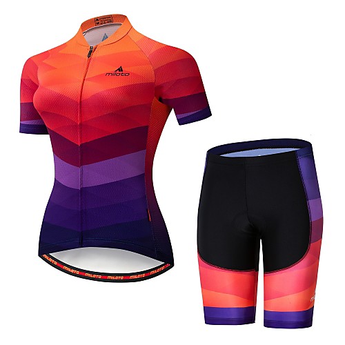 

Miloto Women's Short Sleeve Cycling Jersey with Shorts Camouflage Bike Jersey Padded Shorts / Chamois Clothing Suit Breathable Moisture Wicking Reflective Strips Sports Lycra Multi Color Clothing