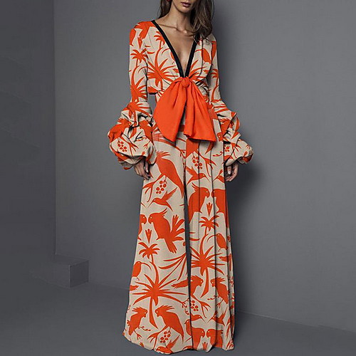 

Women's Orange Jumpsuit Onesie, Floral S M L