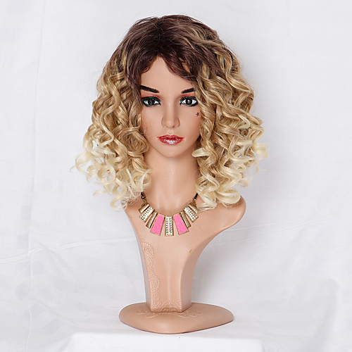 Synthetic Wig Natural Wave Free Part Wig Ombre Medium Length