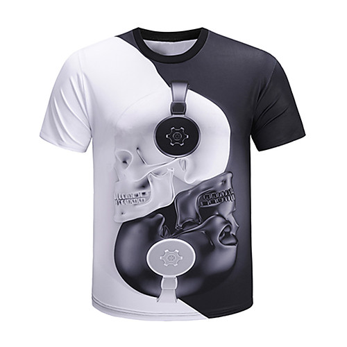 

Men's Plus Size 3D Graphic Print T-shirt Basic Exaggerated Daily Going out Round Neck White / Summer / Short Sleeve / Skull