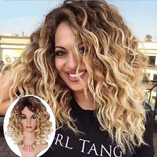 

Synthetic Wig Natural Wave Free Part Wig Medium Length Medium Brown / Bleached Blonde Synthetic Hair 20 inch Women's Classic Easy to Carry Synthetic Ombre