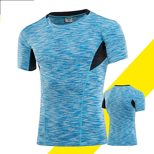 

Men's Compression Shirt Short Sleeve Compression Base layer T Shirt Top Plus Size Lightweight Breathable Quick Dry Soft Sweat-wicking Blue Grey GoldenSilver Spandex Road Bike Mountain Bike MTB
