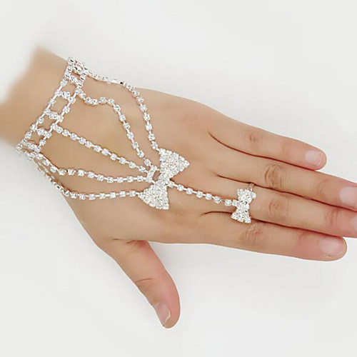 

Women's Wrap Bracelet Ring Bracelet / Slave bracelet Rhinestone Bracelet Jewelry White For Party Daily / Silver Plated