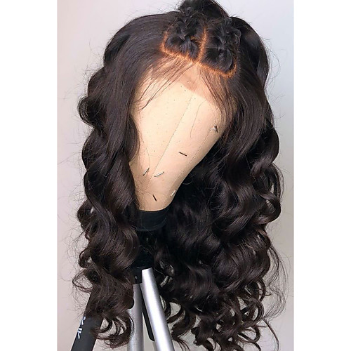 

Remy Human Hair Lace Front Wig Free Part Rihanna style Brazilian Hair Wavy Loose Wave Black Wig 130% 150% 180% Density Soft Women Best Quality Natural Hairline African American Wig Women's Long Human