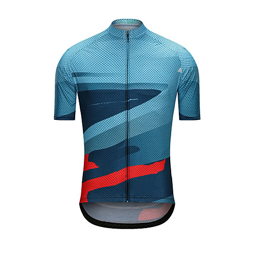 

Men's Short Sleeve Cycling Jersey Blue Dot Bike Jersey Top Sports Clothing Apparel / High Elasticity