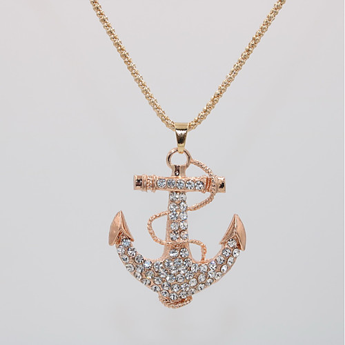 

Women's Pendant Necklace Necklace Long Necklace Classic Anchor Statement Unique Design Trendy Fashion Chrome Rose Gold Plated Rose Gold 70 cm Necklace Jewelry 1pc For Carnival Street Birthday Bikini