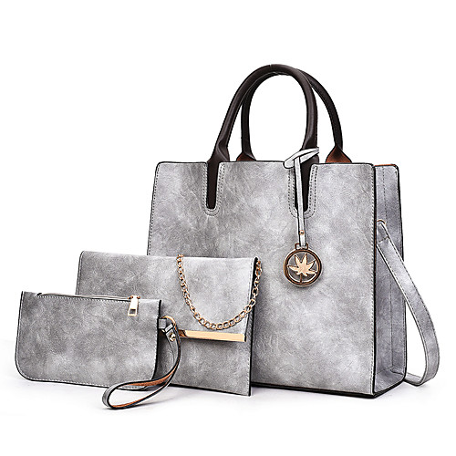 

Women's Bags PU Leather Bag Set 3 Pcs Purse Set Zipper Event / Party Office & Career Bag Sets Handbags Black Red Brown Gray