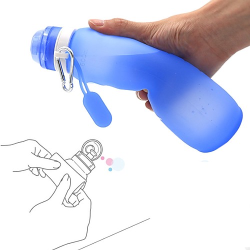 

600ml Silicone Folding Water Bottle Outdoor Sports Portable Travel Anti-scalding Insulated