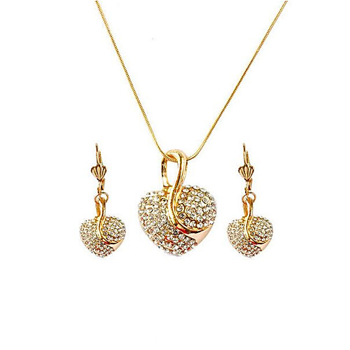 

Women's Drop Earrings Pendant Necklace 3D Heart Stylish Unique Design Rose Gold Plated Earrings Jewelry Rose Gold / Gold / Rose Gold 2 For Gift Daily 1 set
