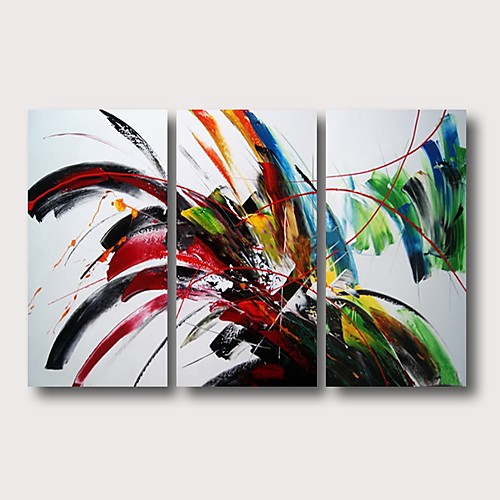 

Oil Painting Hand Painted Horizontal Abstract Comtemporary Modern Stretched Canvas / Three Panels