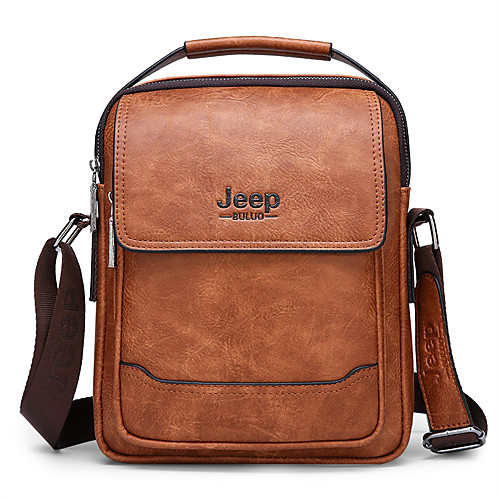

Men's Zipper PU Shoulder Messenger Bag Solid Color Black / Brown / Orange / Fall & Winter