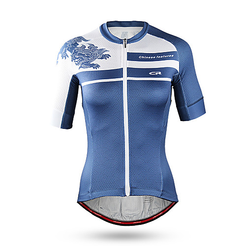 

Mountainpeak Women's Short Sleeve Cycling Jersey Spandex Blue / White Dragon Animal Bike Top Breathable Quick Dry Sports Clothing Apparel / Micro-elastic / SBS Zipper